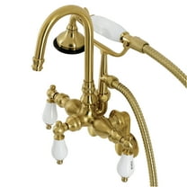 Kingston Brass AE303T7 Aqua Vintage Wall Mount Clawfoot Tub Faucets, Brushed Brass