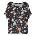 thumbnail image 3 of Graphic Tees for Women T-Shirts Women's Oversized T-Shirt with Batwing Sleeves Short Sleeve Tops Blue S, 3 of 4