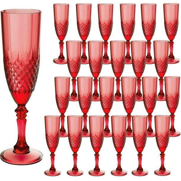 Copas de champán de plástico LEYIQU para vino rojo oscuro, 210 ml (24 unidades)