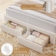 thumbnail image 6 of Hiphuta Queen Size Bed Frame with Storage Headboard and 2 Drawers, Velvet Upholstered Platform Bed with RGB LED and Power Outlets, White, 6 of 8