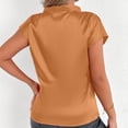 thumbnail image 4 of Rezuofi 1 Pcs Business Casual Tops for Women Blouses Dressy 2025 Summer Short Sleeve Ruffle Satin Work Office Attire, 4 of 6