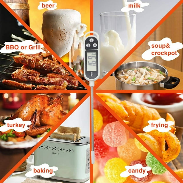 RYRDWP Clearance 2-Piece Digital Food Thermometer – Instant Read Kitchen Thermometer for Grilling, Baking, BBQ & Water Temperature Monitoring