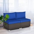 thumbnail image 5 of Patiojoy 2-Piece Outdoor Wicker Rattan Sectional Armless Sofa Chair w/ Blue Cushions, 5 of 5