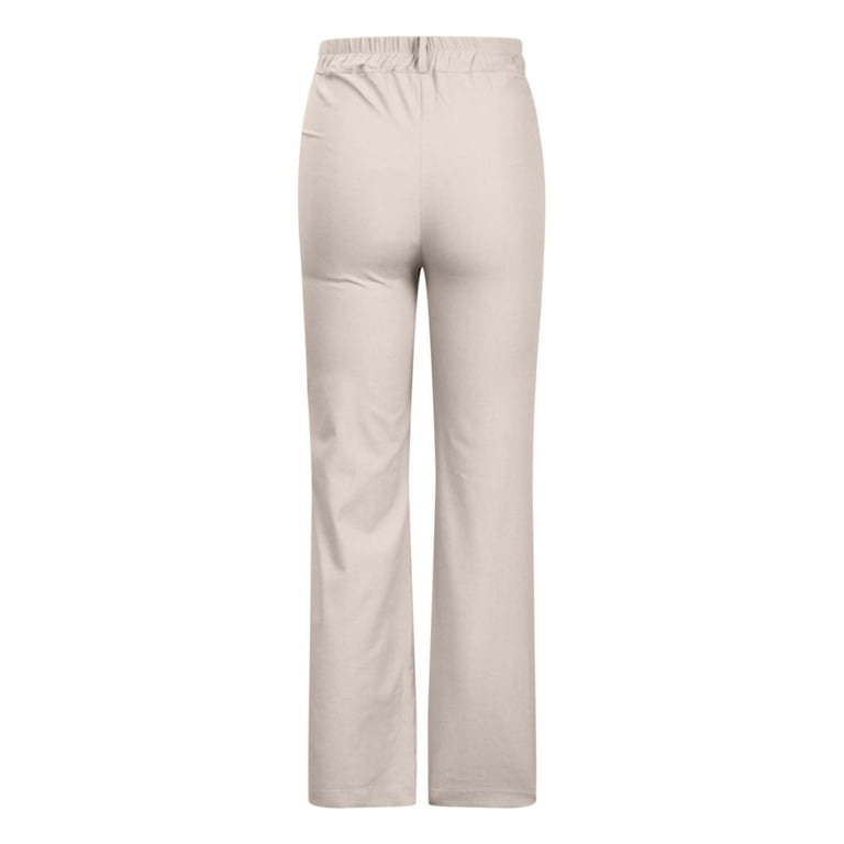 YYDGH Cargo Pants for Women Casual Loose High Waisted Straight Leg Baggy Pants  Trousers with Pockets Beige Beige 