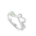 thumbnail image 4 of CHOOSE YOUR COLOR White Simulated Opal Criss Cross Flower Knot Wave Ring Sterling Silver Band CZ Female Size 10, 4 of 4