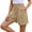 A-Beige, variant on 100% Cotton Shorts for Women Summer Casual Solid Color Elastic Waist Drawstring Wide Leg Baggy Workout Gym Shorts with Pockets Black S-2XL