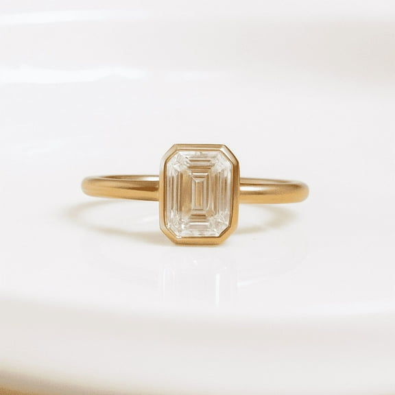 JEWELSBYASAILOR 7X5MM Natural Moss Agate Ring / 1 Ct Lab Grown Gemstone / Opal Moissanite Jewelry / 925 Sterling Silver Ring / Women's Customized Birthday Present