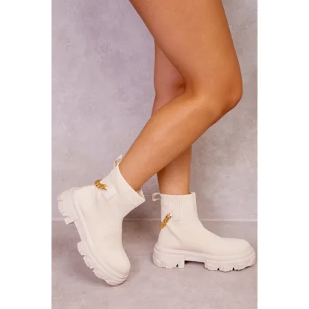 

Qikogu AYZEL CHUNKY BOOT WITH KNITTED SOCK & DRIP CHAIN IN NUDE