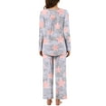 thumbnail image 4 of Aoujea Save up to 50% Womens Sets Long Sleeve Plus Size Pajamas for Women Comfy Fashion And Casual Loose Printed Round Neck Button Up Long Sleeved Pants Pajama Set Gift for Women, 4 of 7