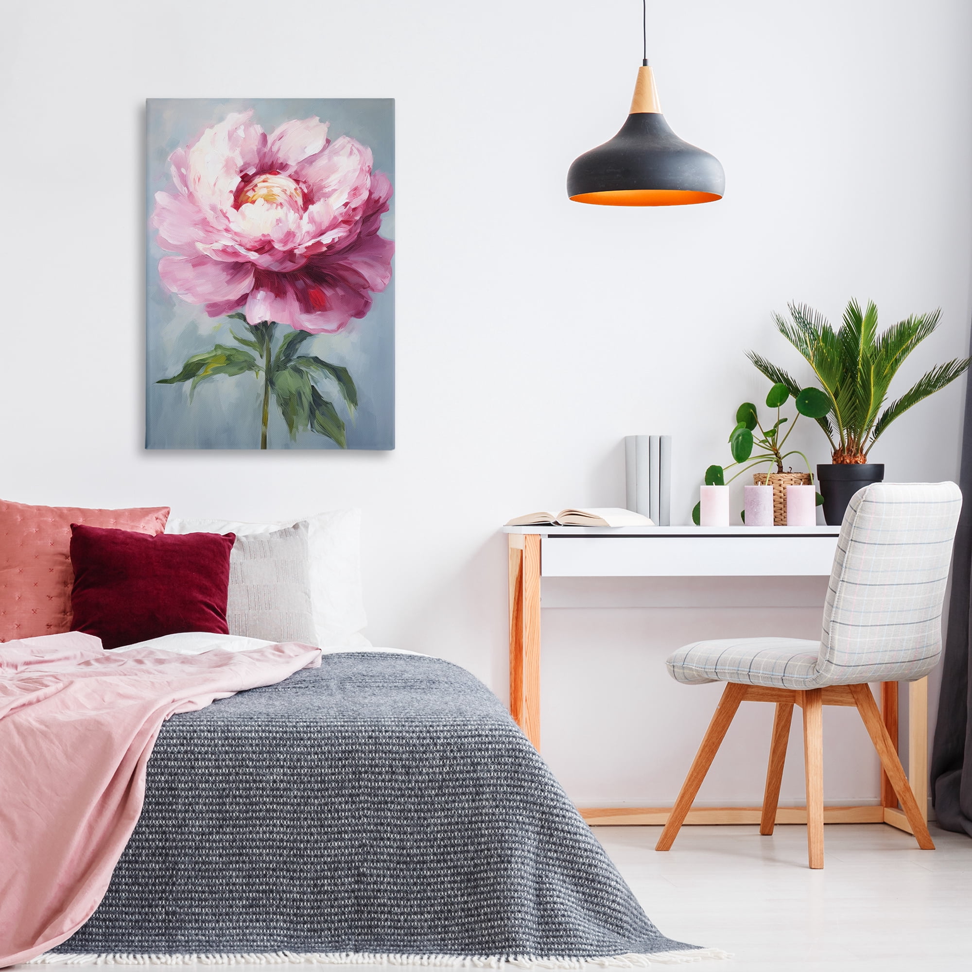 Stupell Industries Pale Pink Floral Botanical & Floral Painting Gallery Wrapped Canvas Art Print Wall Art, 24 x 36