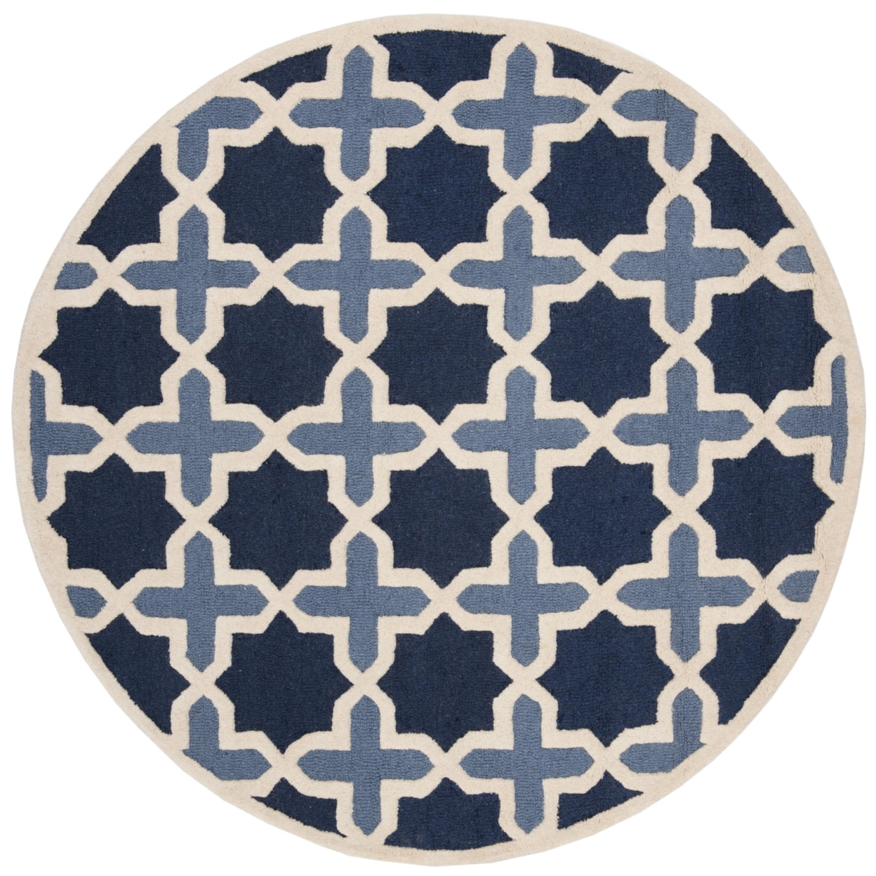 SAFAVIEH Cambridge Lincoln Geometric Wool Area Rug, Blue/Ivory, 4' x 6'