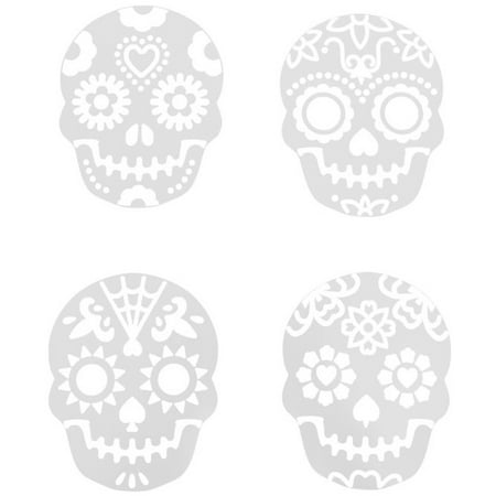 

1 Set 4 Pcs Halloween Hollow Skull Cake Spray Molds Cake Stencils (White)