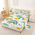 thumbnail image 2 of Manfei Kawaii Rainbow King Sheets, Moon Star Sky Bedding, White Teal, 4-Piece, 1 Flat Sheet, 1 Fitted Sheet and 2 Pillowcases, 2 of 6