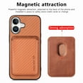 thumbnail image 5 of Dteck Detachable Back Cover for iPhone 16 with Card Holder, Magnetic Wallet Pocket Carbon Fiber Texture PU Leather Slim Phone Case, Brown, 5 of 12