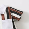 thumbnail image 5 of Kucnuzki Newborn Baby Boy Clothes 0 Months Spring Summer Jumpsuit Bodysuit 3 Months Short Sleeve Pinestripe Prints Button-Up Collar Overall Jumpsuit Hat 2PCS Set Brown, 5 of 8