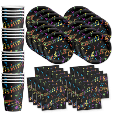 Colorful Music Notes Birthday Party Supplies Set Plates Napkins Cups Tableware Kit for 16