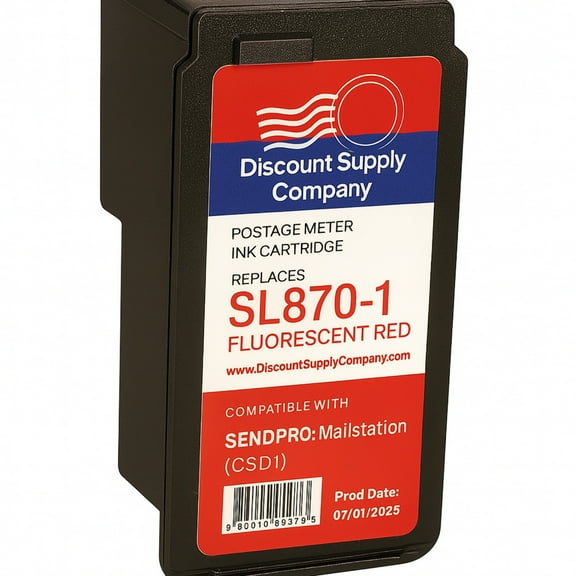 Pitney Bowes Compatible SL-870-1 Red Ink Cartridge for SendPro Mailstation Postage Meter