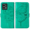 thumbnail image 6 of SaniMore Case for Motorola Moto G Stylus 5G 2023 (6.6"), PU Leather Skin with Luxury Embossed Butterfly [Wrist Strap & Card Slots & Flip Kickstand] Full-body Shockproof Business Wallet Cover, Green, 6 of 6
