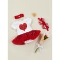 thumbnail image 3 of 2023 Baby Girl My 1st Valentines Day Red Tutu Romper Dress with Headband, Valentines Day Gift 0-18months (Red Letter Heart, 6-12 Months), 3 of 9