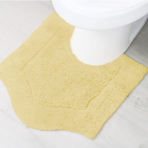 HOME WEAVERS Waterford Bathroom Rug Toilet Rugs U Shaped Contour, Thick Toilet Rug, Non-Slip Contour Mat for Bathroom,100% Cotton Soft, Absorbent Water, Machine Washable, 20"x20" Contour, Yellow