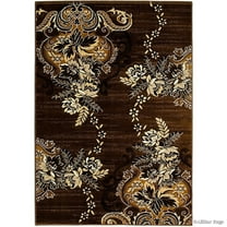 Allstar Rugs Allstar Exclusive Modern Floral Design Distressed Rug Chocolate 7' 9"x9' 8" 8' x 10'
