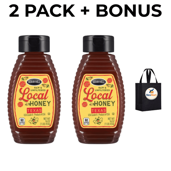 Berryhill Local Honey Raw & Unfiltered 16 oz Honey 2 Pack