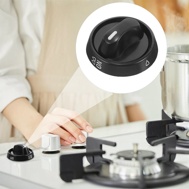 FONDOTIN 8Pcs Universal Replacement Stove Knobs Black Plastic Heat Resistant Control Knobs for Gas Cooktop