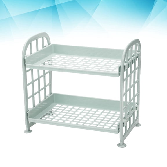 Supvox 2 Layers Blue Plastic Storage Rack Kitchen and Bathroom Shelf for Vegetables and Fruits