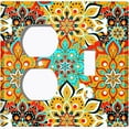 thumbnail image 4 of Metal Light Switch Plate Cover Colorful Flower Mandala Tile Pattern MDL018, 4 of 13
