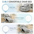thumbnail image 2 of Dinosisco 3-in-1 Convertible Sleeper Chair Bed, Indoor Lounge Chair with USB/Type-C Charging Ports, Modern Recliner Sofa for Living Room, Gray Velvet, 2 of 8