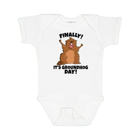 

Inktastic Finally It s Groundhog Day Gift Baby Boy or Baby Girl Bodysuit