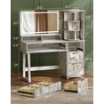 thumbnail image 6 of BrooveWave 47.3in Women Makeup Vanity Desk with Mirror and LED Light and 360° Rotating Storage Shelf,Fluted Wood Vanities with Power Outlet & Dryer HolderTable, 6 of 8
