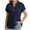 Solid Color, variant on Women's Linen Shirts Summer Short Sleeve T-Shirts Top Casual Button Down V Neck Blouses Solid Color Loose Cotton Linen Pullover Top with Pocket