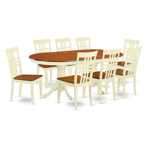 9 PC Table set with a Dining Table and 8 Kitchen Chairs in Buttermilk and Cherry
