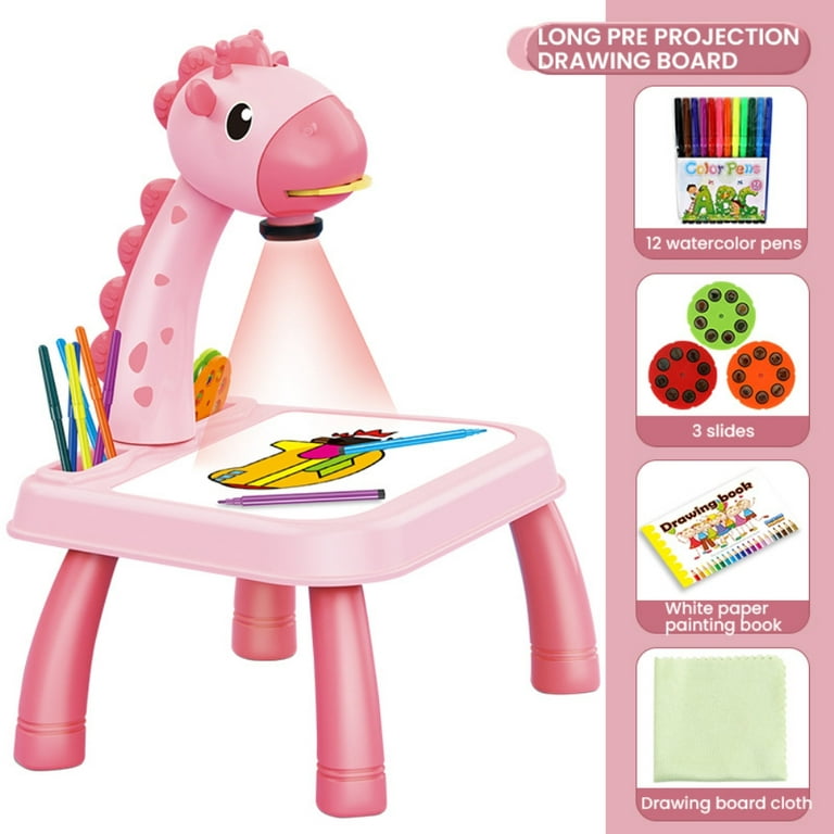 Kids Drawing Projector Painting Table Set, Child Learning Painting Desk  with Smart Projector with Light Music for Help Kids Trace and Draw