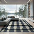 thumbnail image 2 of ODIKA 8'x10' Washable Area Rug Non-Shedding, Easy Care, Checkered Farmhouse Plaid Gingham Border Doormat Rag Layered Refined Structured for King Size Bedroom Under Bed, Master Suite, 2 of 7