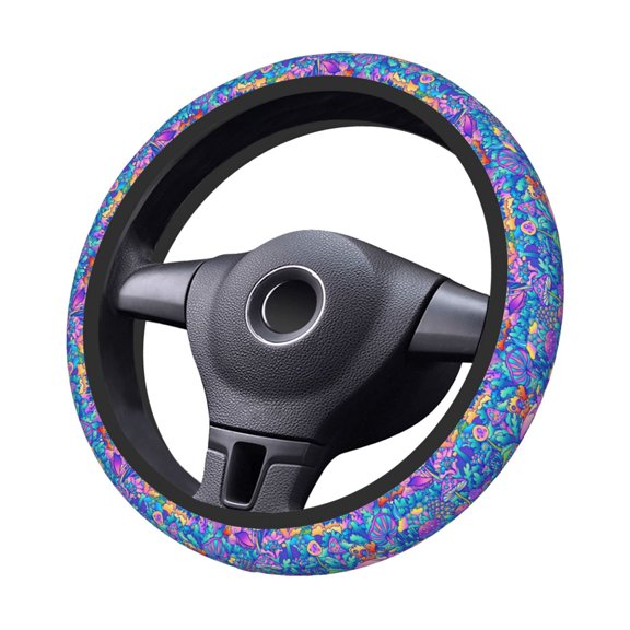 Kdxio Colorful Mushrooms Print Elastic Stretch Steering Wheel Cover,Auto Steering Wheel Cover,15 Inch Anti-Slip,Warm in Winter and Cool in Summer,Fit Suvs,Vans Cars,Trucks
