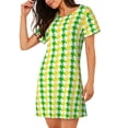 thumbnail image 2 of Naloa yellow and green houndstooth Print Women Nightgowns,Womens Loungewear,Short Sleeve Sleepwear,Comfy Ladies Nightdress, 2 of 6