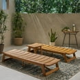 thumbnail image 3 of Noble House Mahi 3-Piece Outdoor Acacia Wood Chaise Lounge Set in Teak/Brown, 3 of 19
