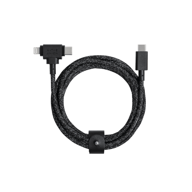 Belt Duo Native Union cable dos en uno trenzado reciclado 1.5 m negro