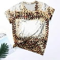 thumbnail image 2 of Jewelreauty Women Casual Tie-Dye Short Sleeve Shirts Round Neck Leopard Print Tops Summer Trendy Tunic Tee (XL, Khaki), 2 of 4