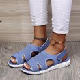 thumbnail image 6 of Utoimkio Women's Open Toe Flat Sandals Summer Comfortable Elastic Strap Adjustable Platform Sandals Casual Walking Shoes, 6 of 8