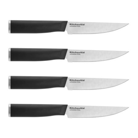 Kitchenaid Classic 4-piece Black with Endcap Micro Serrated Steak Knife Set, Black