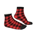 thumbnail image 3 of Bingfone Buffalo Plaid Red Black Design Patterned Men'S Women'S Casual Cotton Socks, 3 of 9