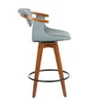 thumbnail image 2 of Gorgeous Grey Mid-Century Modern Walnut Bamboo Counter Stool for Kitchen with Stylish Faux Leather Seat and 360-Degree Swivel, 2 of 5