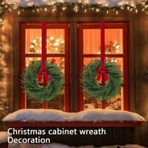 6 Pcs Christmas Wreath for Windows Xmas Decorations Cabinet Wreaths with Artificial Hanging Garlands for Fireplaces Window Home with Red Bow 10 in