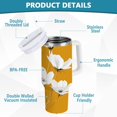 thumbnail image 2 of Yayeee 30oz Stainless Steel Tumbler with Straw and Handle Double-Wall Insulated Travel Water Bottle, White Flowers, 2 of 8
