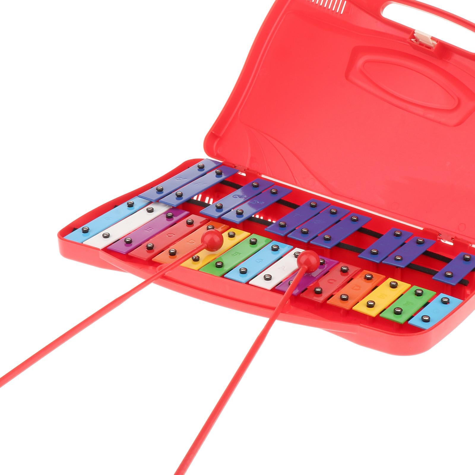 LeeQinersw Colorful Glockenspiel Xylophone Percussion Instrument Iron Keys with Case And Red