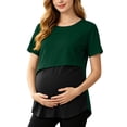 thumbnail image 3 of Bovxnpu Womens Maternity Shirts Maternity Nursing Short Sleeve Striped Colorblock Top Sleepwear, 3 of 9