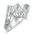 thumbnail image 3 of RYLOS Rings for Women Sterling Silver Greek Key Designer Ring 9X7MM Gemstone & Diamond Ring April White Topaz Jewelry Size 10, 3 of 7